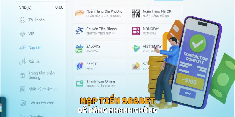 Một số hình thức nạp tiền 988Bet